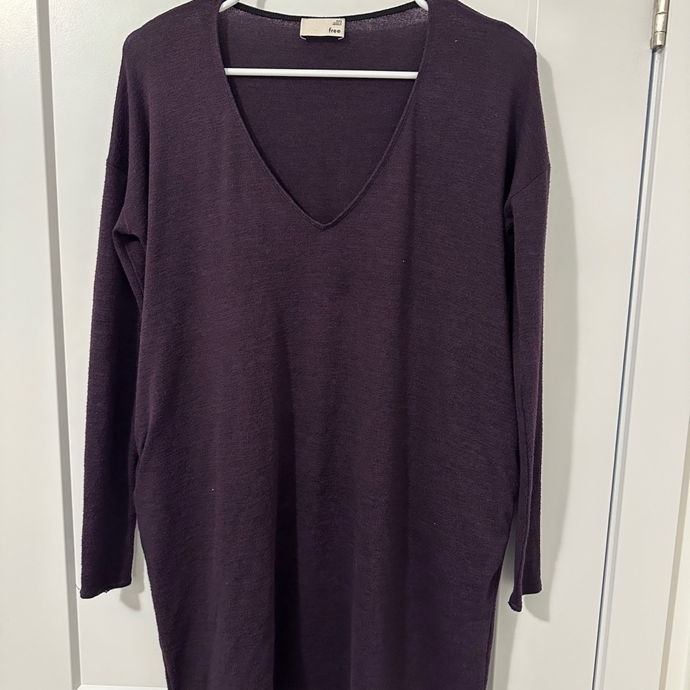 Aritzia Wilfred Free Deep Purple V-Neck Tunic Dress Size XXS Women’s